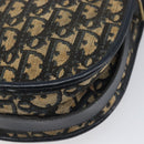 Christian Dior Trotter Canvas Shoulder Bag Navy Gold Tone Auth 198886-16