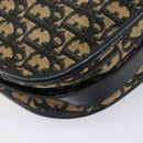 Christian Dior Trotter Canvas Shoulder Bag Navy Gold Tone Auth 198886-17