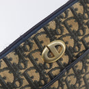 Christian Dior Trotter Canvas Shoulder Bag Navy Gold Tone Auth 198886-18