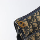 Christian Dior Trotter Canvas Shoulder Bag Navy Gold Tone Auth 198886-9