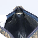Christian Dior Trotter Canvas Shoulder Bag Navy Gold Tone Auth 198886-21
