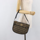 Christian Dior Trotter Canvas Shoulder Bag Navy Gold Tone Auth 198886-24