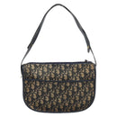Christian Dior Trotter Canvas Shoulder Bag Navy Gold Tone Auth 198886-2