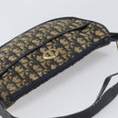 Christian Dior Trotter Canvas Shoulder Bag Navy Gold Tone Auth 198886-6