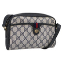 GUCCI GG Supreme Sherry Line Shoulder Bag PVC Navy Gold 116 02 089 Auth 198887-1