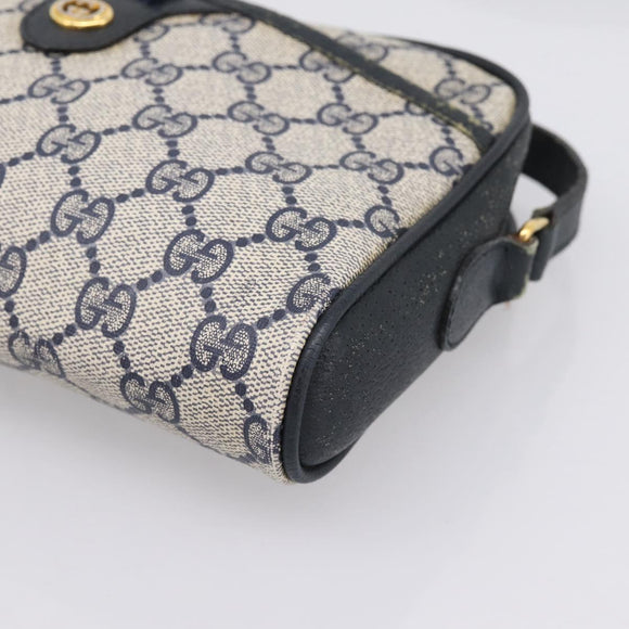 GUCCI GG Supreme Sherry Line Shoulder Bag PVC Navy Gold 116 02 089 Auth 198887