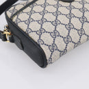 GUCCI GG Supreme Sherry Line Shoulder Bag PVC Navy Gold 116 02 089 Auth 198887-11