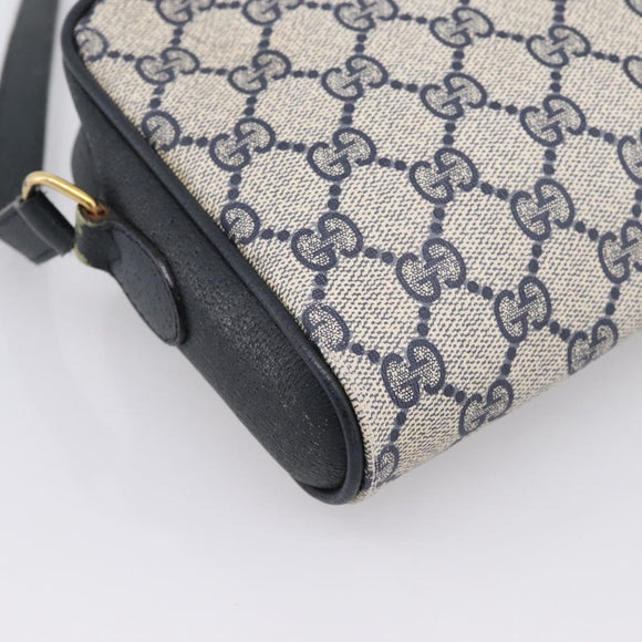 GUCCI GG Supreme Sherry Line Shoulder Bag PVC Navy Gold 116 02 089 Auth 198887
