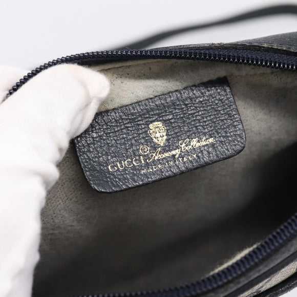GUCCI GG Supreme Sherry Line Shoulder Bag PVC Navy Gold 116 02 089 Auth 198887