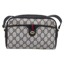 GUCCI GG Supreme Sherry Line Shoulder Bag PVC Navy Gold 116 02 089 Auth 198887-2