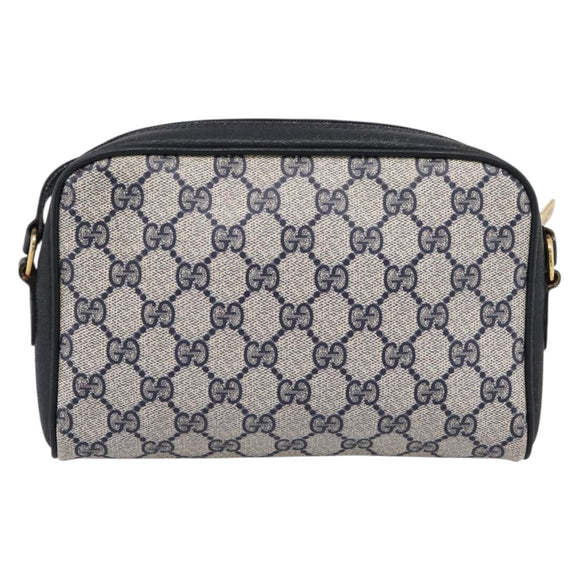 GUCCI GG Supreme Sherry Line Shoulder Bag PVC Navy Gold 116 02 089 Auth 198887
