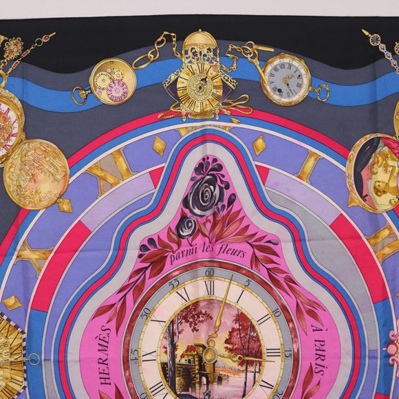 HERMES Carre 90 Scarf Silk Blue Pink Auth 198891