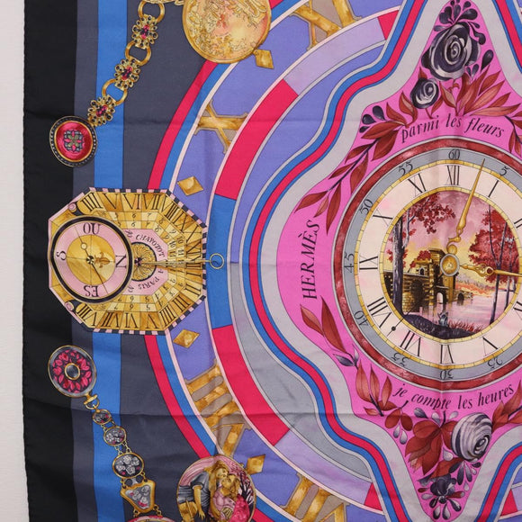 HERMES Carre 90 Scarf Silk Blue Pink Auth 198891