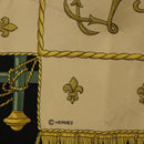 HERMES Carre 90 Scarf Silk Beige Black Auth 198892-11