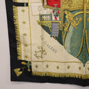 HERMES Carre 90 Scarf Silk Beige Black Auth 198892-8
