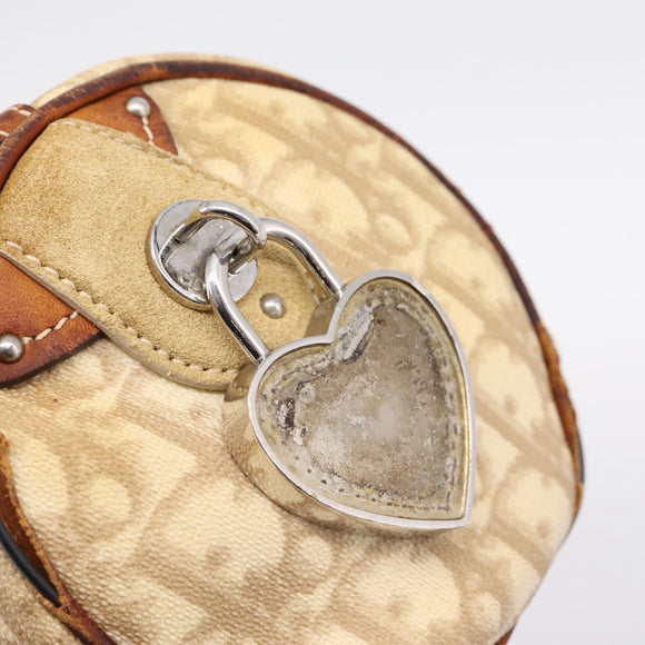 Christian Dior Romantic Chain Hand Bag PVC Leather Beige Silver Auth 198896