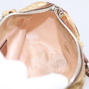 Christian Dior Romantic Chain Hand Bag PVC Leather Beige Silver Auth 198896-20