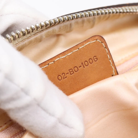 Christian Dior Romantic Chain Hand Bag PVC Leather Beige Silver Auth 198896