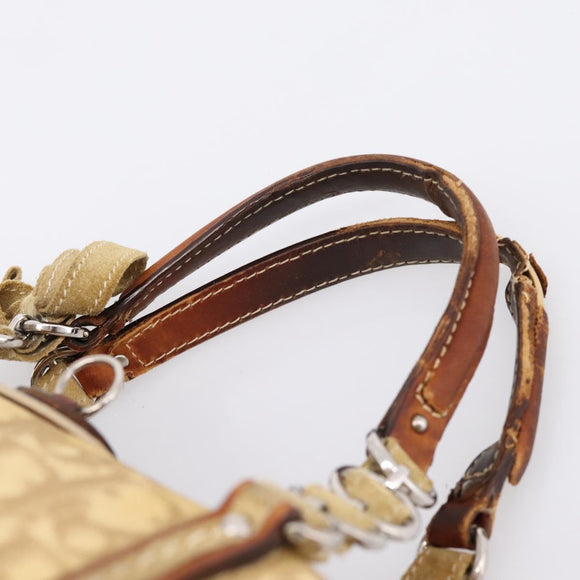 Christian Dior Romantic Chain Hand Bag PVC Leather Beige Silver Auth 198896