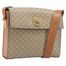 CELINE Macadam Shoulder Bag PVC Leather Beige Gold Tone Auth 198924-1