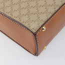 CELINE Macadam Shoulder Bag PVC Leather Beige Gold Tone Auth 198924-13