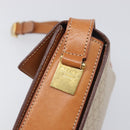 CELINE Macadam Shoulder Bag PVC Leather Beige Gold Tone Auth 198924-14