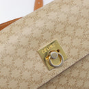 CELINE Macadam Shoulder Bag PVC Leather Beige Gold Tone Auth 198924-15