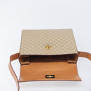 CELINE Macadam Shoulder Bag PVC Leather Beige Gold Tone Auth 198924-16