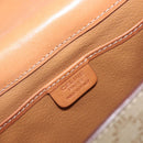 CELINE Macadam Shoulder Bag PVC Leather Beige Gold Tone Auth 198924-17