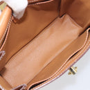 CELINE Macadam Shoulder Bag PVC Leather Beige Gold Tone Auth 198924-18