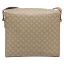 CELINE Macadam Shoulder Bag PVC Leather Beige Gold Tone Auth 198924-3