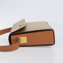 CELINE Macadam Shoulder Bag PVC Leather Beige Gold Tone Auth 198924-5