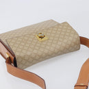 CELINE Macadam Shoulder Bag PVC Leather Beige Gold Tone Auth 198924-6