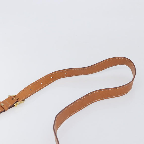 CELINE Macadam Shoulder Bag PVC Leather Beige Gold Tone Auth 198924