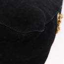 CELINE Chain Shoulder Bag Suede Black Gold Tone Auth 198925A-16