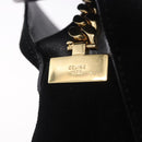CELINE Chain Shoulder Bag Suede Black Gold Tone Auth 198925A-10