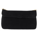 CELINE Chain Shoulder Bag Suede Black Gold Tone Auth 198925A-13