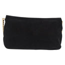 CELINE Chain Shoulder Bag Suede Black Gold Tone Auth 198925A-2