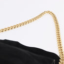 CELINE Chain Shoulder Bag Suede Black Gold Tone Auth 198925A-8