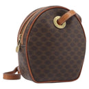 CELINE Macadam Shoulder Bag PVC Leather Brown Gold Tone Auth 198926-1