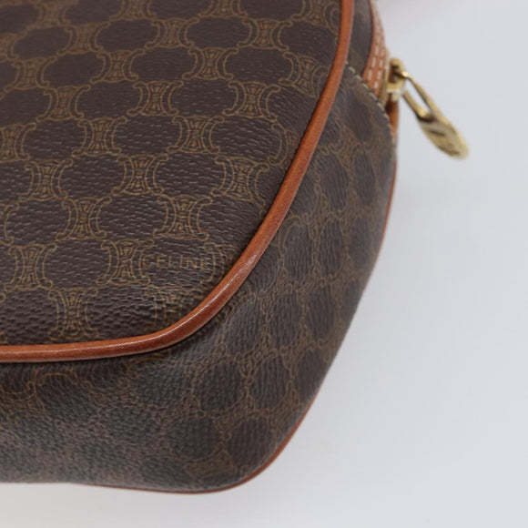 CELINE Macadam Shoulder Bag PVC Leather Brown Gold Tone Auth 198926