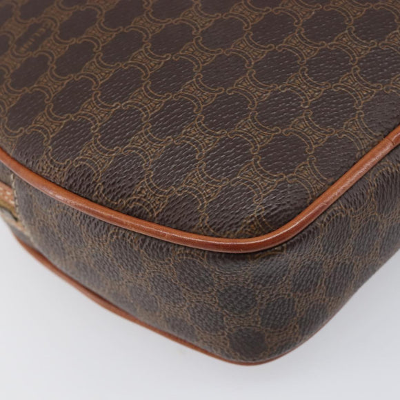 CELINE Macadam Shoulder Bag PVC Leather Brown Gold Tone Auth 198926