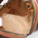 CELINE Macadam Shoulder Bag PVC Leather Brown Gold Tone Auth 198926-11