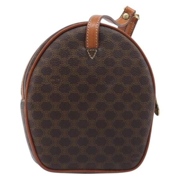 CELINE Macadam Shoulder Bag PVC Leather Brown Gold Tone Auth 198926