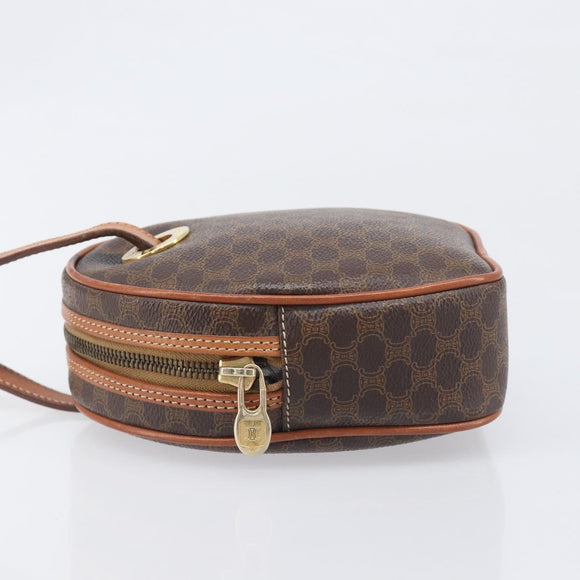 CELINE Macadam Shoulder Bag PVC Leather Brown Gold Tone Auth 198926
