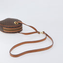 CELINE Macadam Shoulder Bag PVC Leather Brown Gold Tone Auth 198926-7