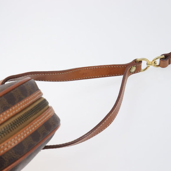 CELINE Macadam Shoulder Bag PVC Leather Brown Gold Tone Auth 198926