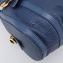 BVLGARI Chandra Hand Bag Leather Blue Gold Tone Auth 198928A-14