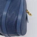 BVLGARI Chandra Hand Bag Leather Blue Gold Tone Auth 198928A-15
