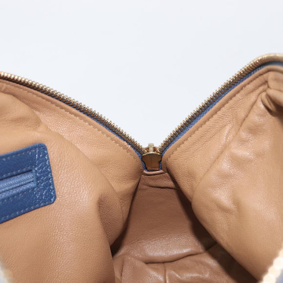 BVLGARI Chandra Hand Bag Leather Blue Gold Tone Auth 198928A